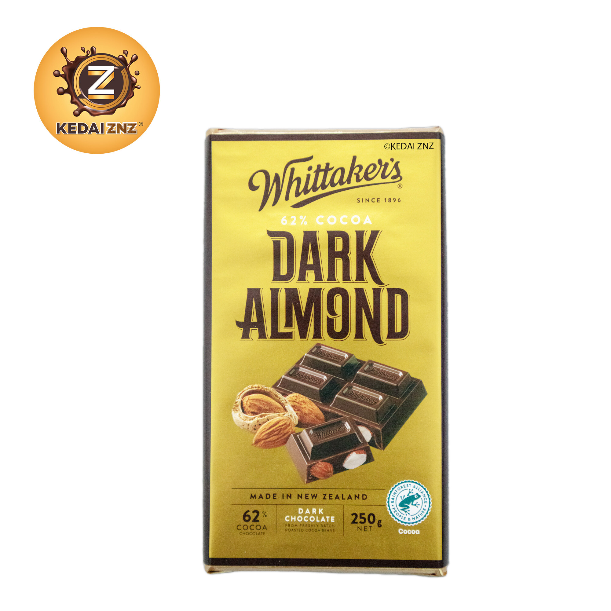 Chocolate Whittakers 62% COCOA DARK ALMOND Chocolate Bar 250g Coklat ...