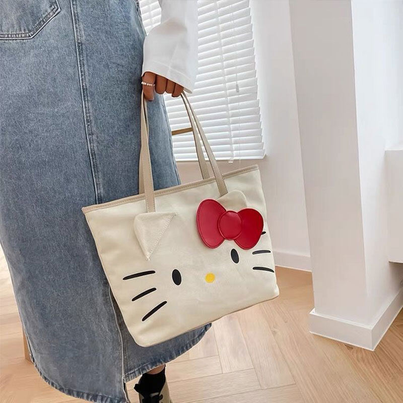Johnn Women's shoulder bag fashion cute cartoon canvas bag tote bag large capacity canvas bag