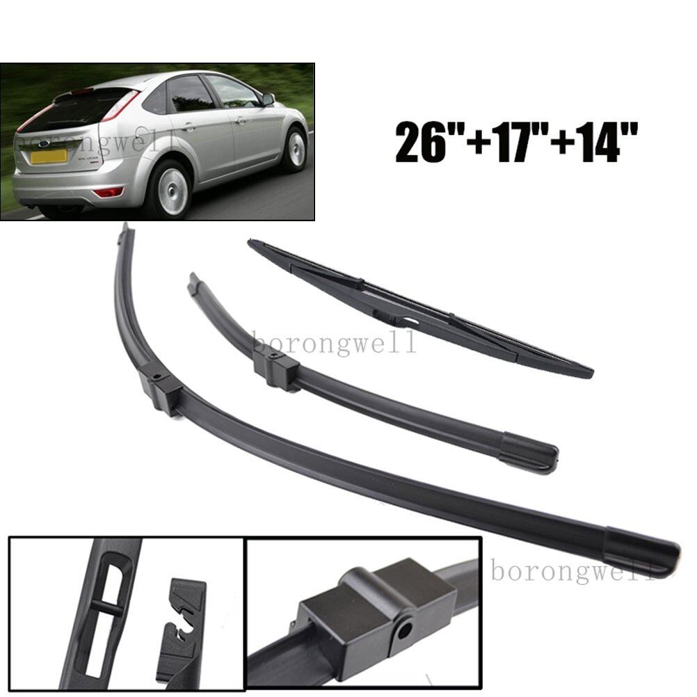 Front rear windshield wiper blades set for ford focus 2 mk2 2004 2005 2006 2007 2008 2009 2010 2011 26