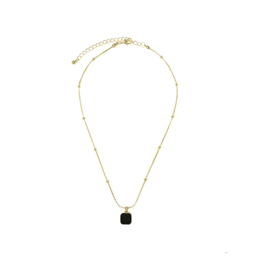 Sanhe Black Cube Pendant Clavicle Necklace