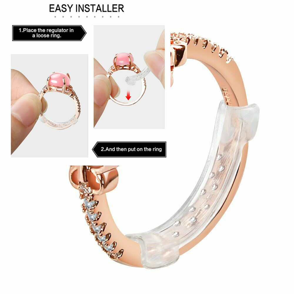 [Lady Sugar]12Pcs Ring Size Adjuster Invisible Clear Ring Sizer Jewelry Fit Reducer Guard Inepensive Tools