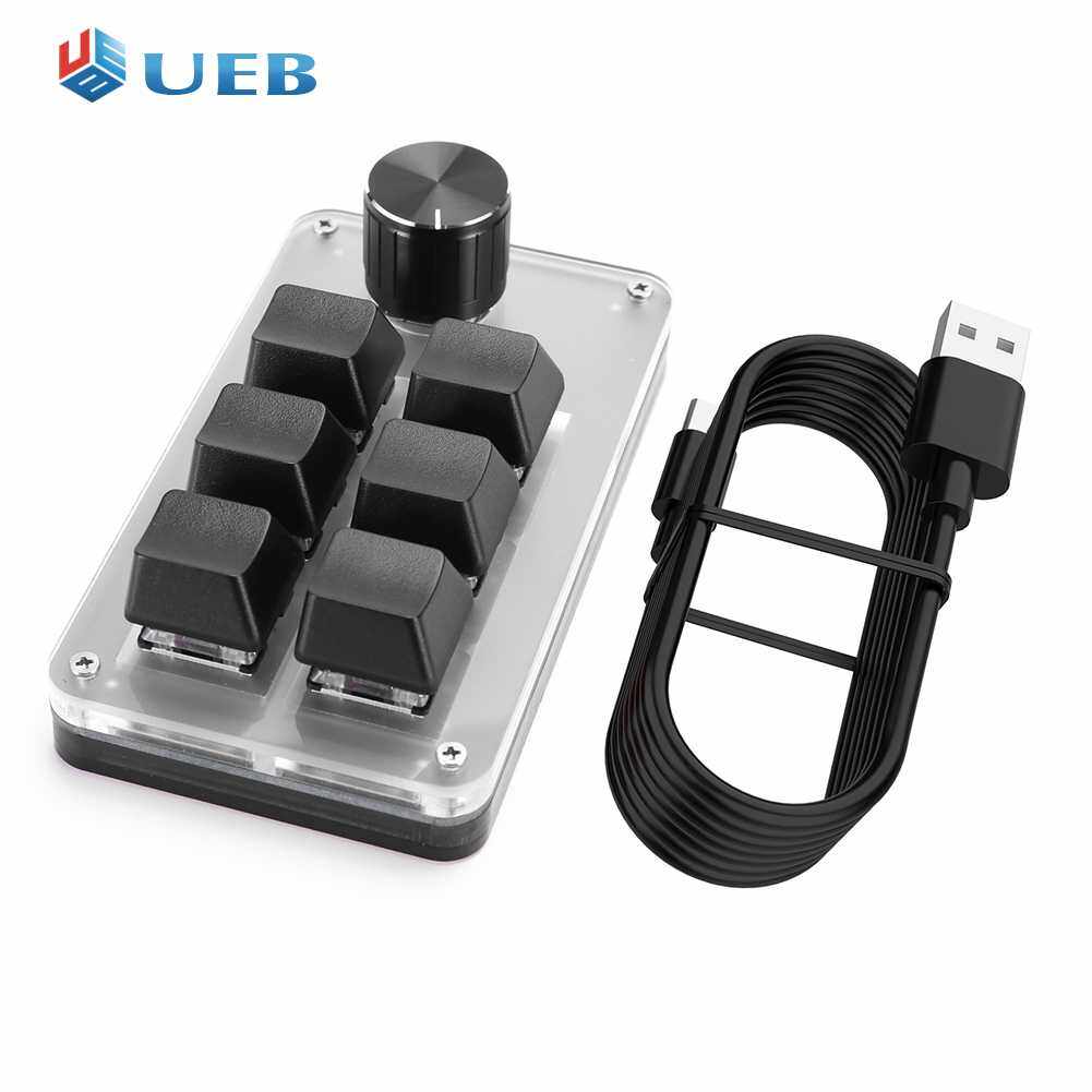 RGB Macro Keyboard Knob 6 Key 1 Knob Programmable Mechanical Keypad for Gaming