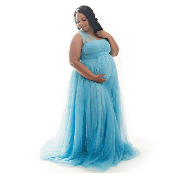 light blue plus size gown