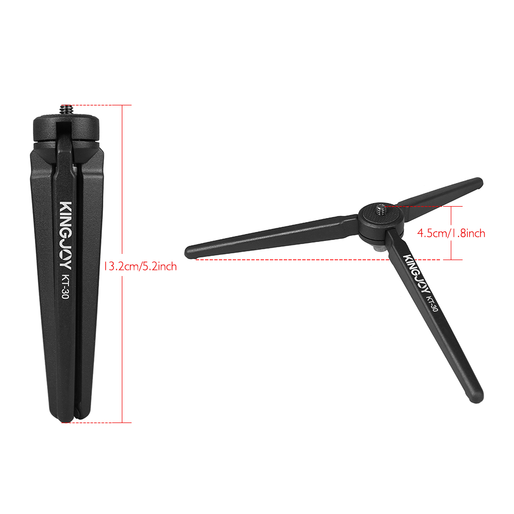 KINGJOY Portable Mini Tripod Stabilizer Stable Aluminium Alloy Desktop Tabletop Three-leg Stand Holder Support Base with 1/4 Inch Screw for GoPro Cameras DSLR Camcorder for Stabilizers of ZHIYUN FEIYU HOHEM DJI MOZA Max. Load Capacity 3kg/6.6Lbs