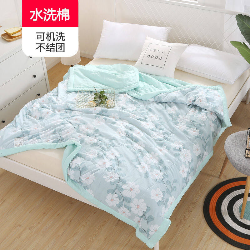 Washed Cotton Summer Cool Quilt Thin Comforters Machine Wash Single