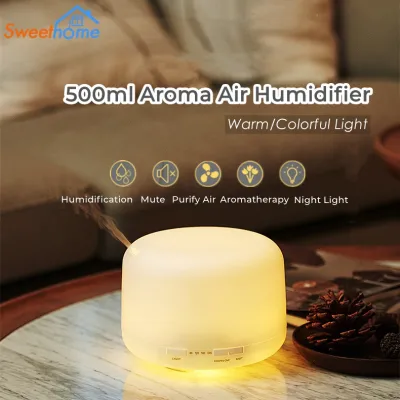 500ml Air Humidifier Aroma Purifier Diffuser Essential Oil with Remote Control Colourful Light