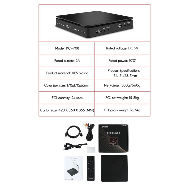 Home DVD HD Video Player Children VCD Player Mini CD Player DVD Player EU Plug