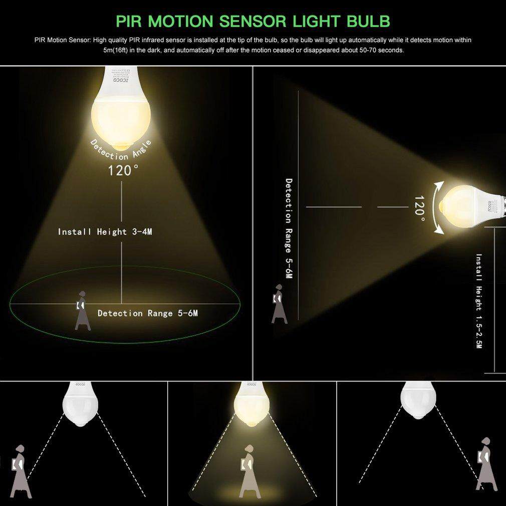 GGSHOP ICOCO 6 CẢM BIẾN Chuyển Động Cảm Biến Bóng Đèn LED Đèn Bóng Đèn E26 7 W 3000 K cho Cửa Nhà Để Xe