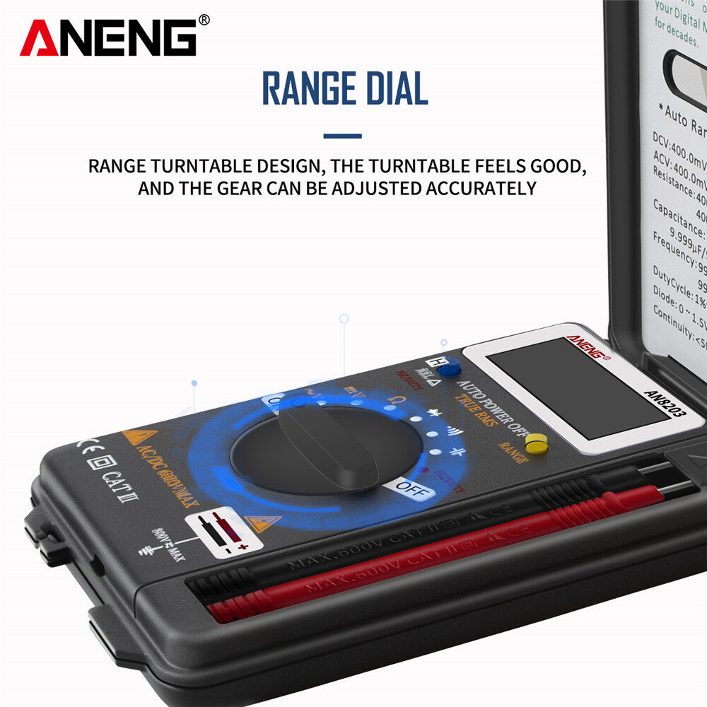 Aneng AN8203 Đồng Hồ Vạn Năng Kỹ Thuật Số Mini 4000 Đếm RMS Thật Dụng Cụ Kiểm Tra Đồng Hồ Vạn Năng Kỹ Thuật Số Đồng Hồ Đo Điện Máy Thử Pin Multimetro Tester