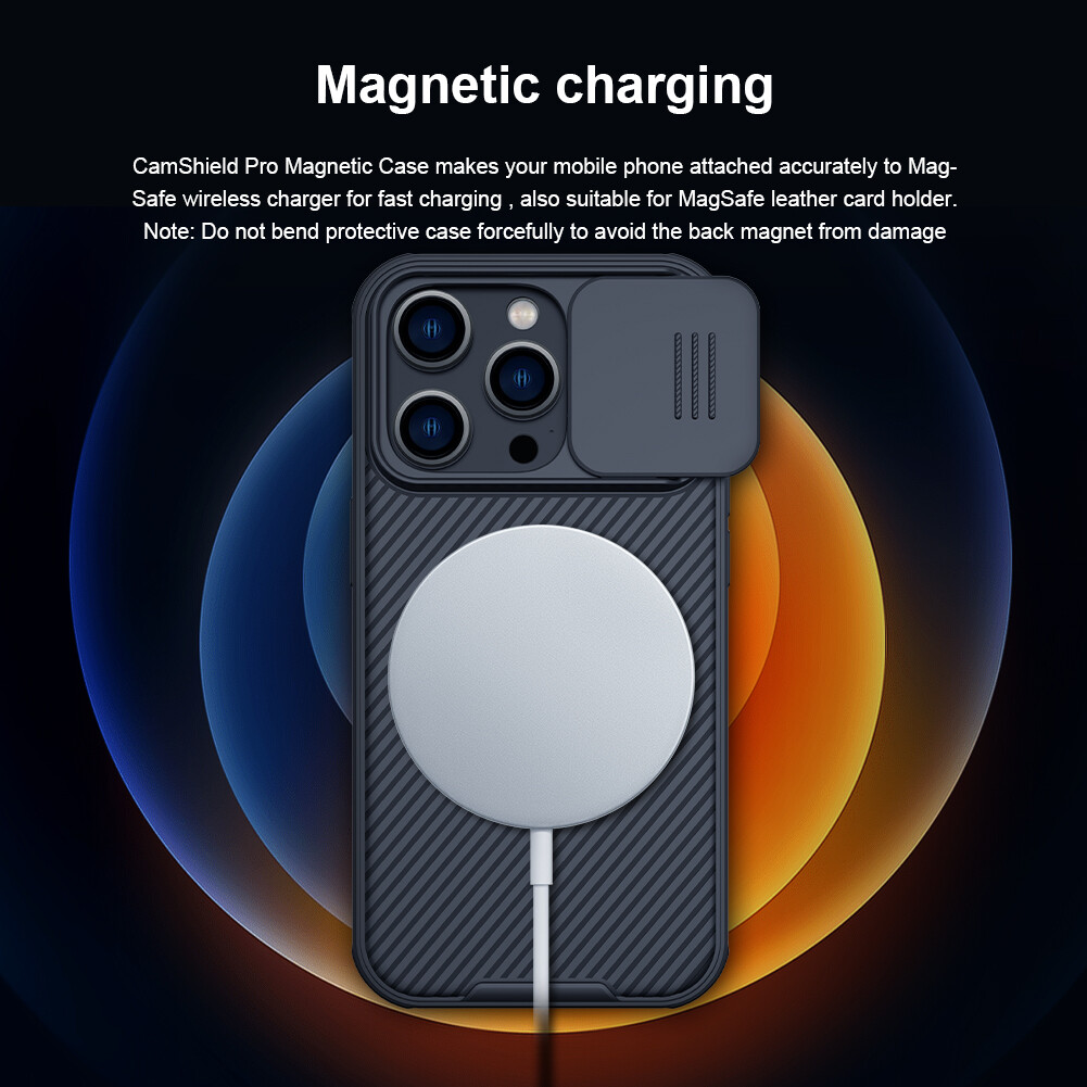 Nillkin Ốp Trượt MagSafe Bảo Vệ Máy Ảnh Ốp Lưng Chống Sốc Cho iPhone 14 Plus 14 Pro Max 13 Ốp Điện Thoại Từ Tính CamShield Pro