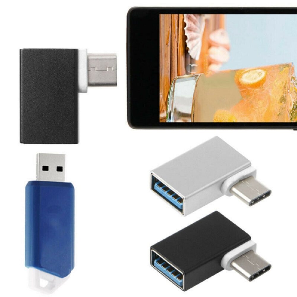 90 Degree USB-C USB 3.1 Type C Male To USB 3.0 Female Data OTG Converter Adapter