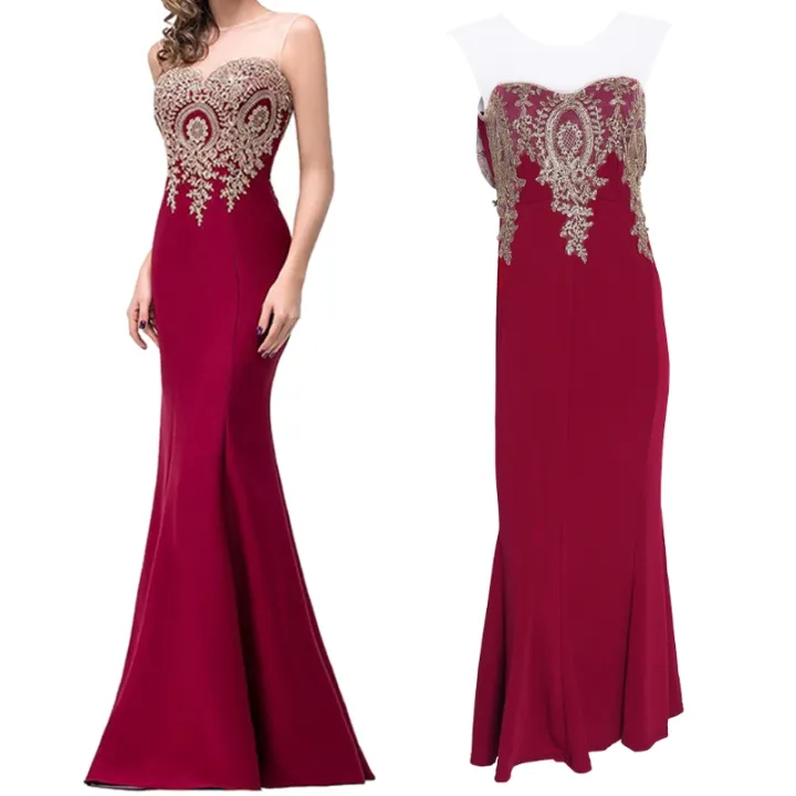 Women Evening Party Full Length Floral Wedding Gown Bride Dress Maxi Fishtail Long Dress Lazada