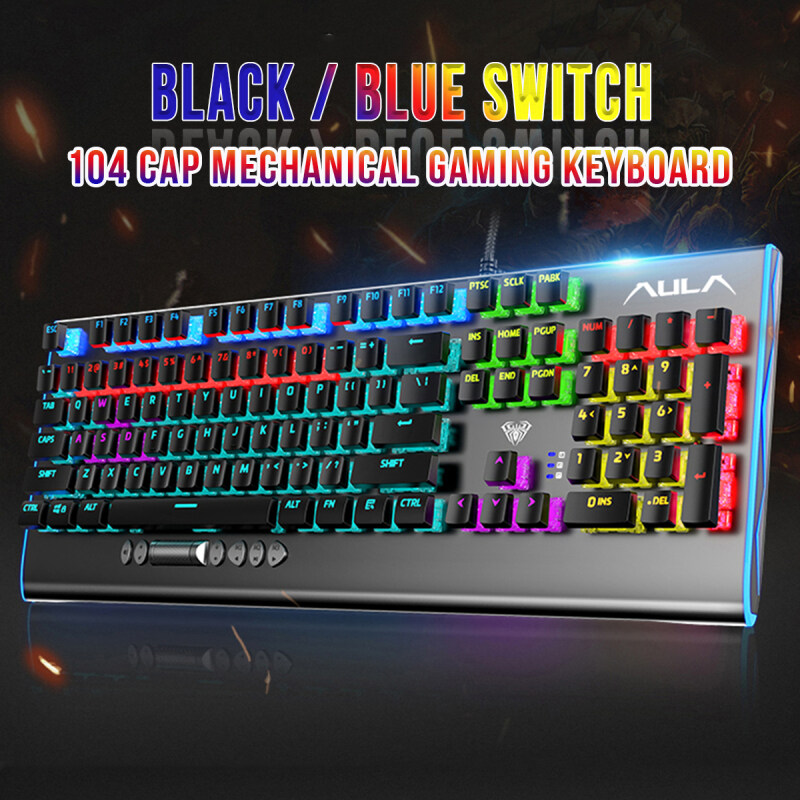 AULA F2099 104 Keys Full Keys Anti-Conflict RGB Backlit Wired Mechanical Keyboard for PC Laptop Professional Gaming Singapore