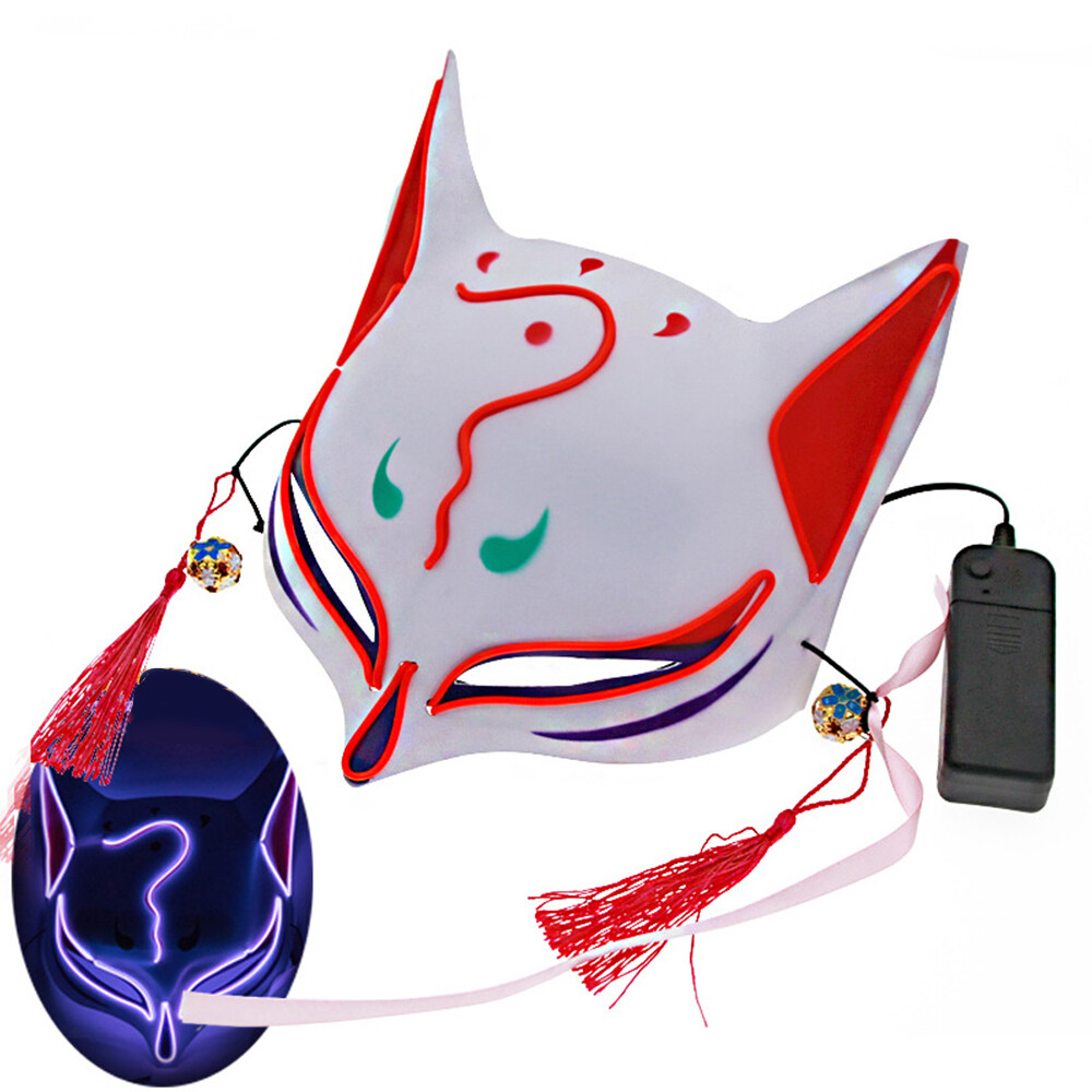 Party Fox Cosplay LED EDC Rave Kitsune Halloween Lighted
