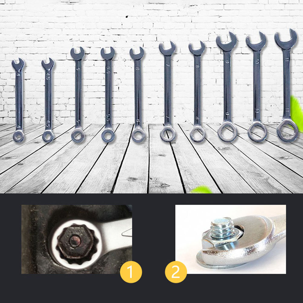 10pcs Metric/Imperial Small Mini Combination Wrench Spanner Set Tools Set (4mm - 11mm)