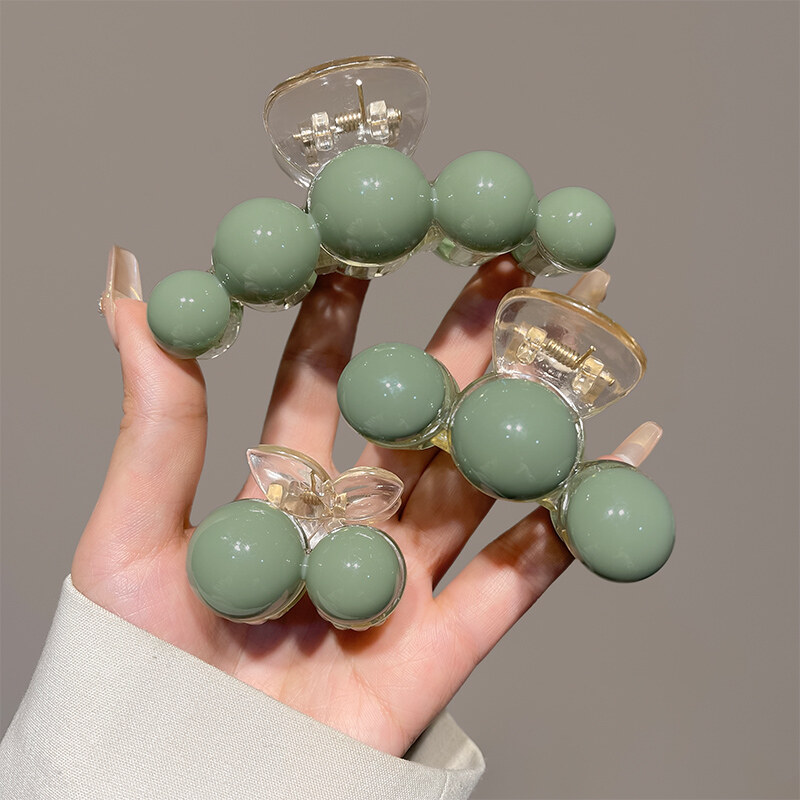 Korean Green Pearl Hair Clip Barrettes Fashion Large Curly Hair Claw Hair Clamp New Fashion Women Hair Accessories Headwear
