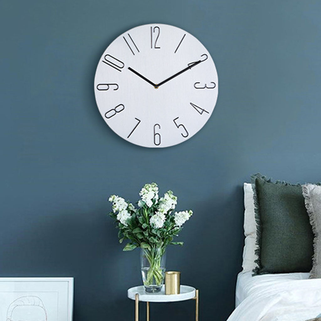 Blesiya 12'' Wall Clock Quartz Round Wall Clock Silent Wall Clock Battery Operated