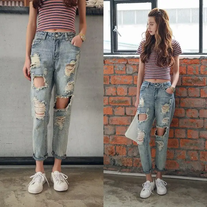 baggy distressed boyfriend jeans