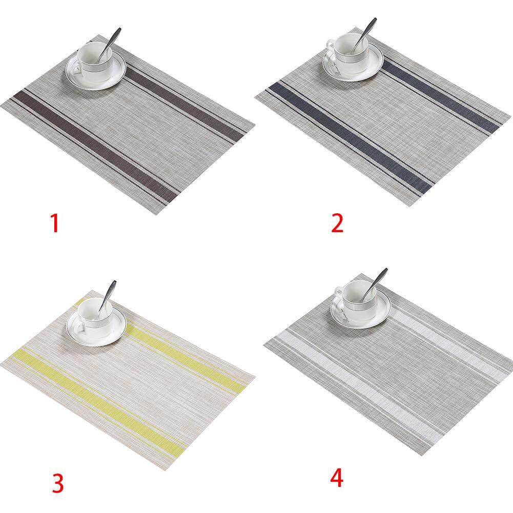 Cách nhiệt Có Thể Rửa Được Ăn Placemat Bộ Đồ Ăn Miếng Lót Sọc Bàn Thảm PVC