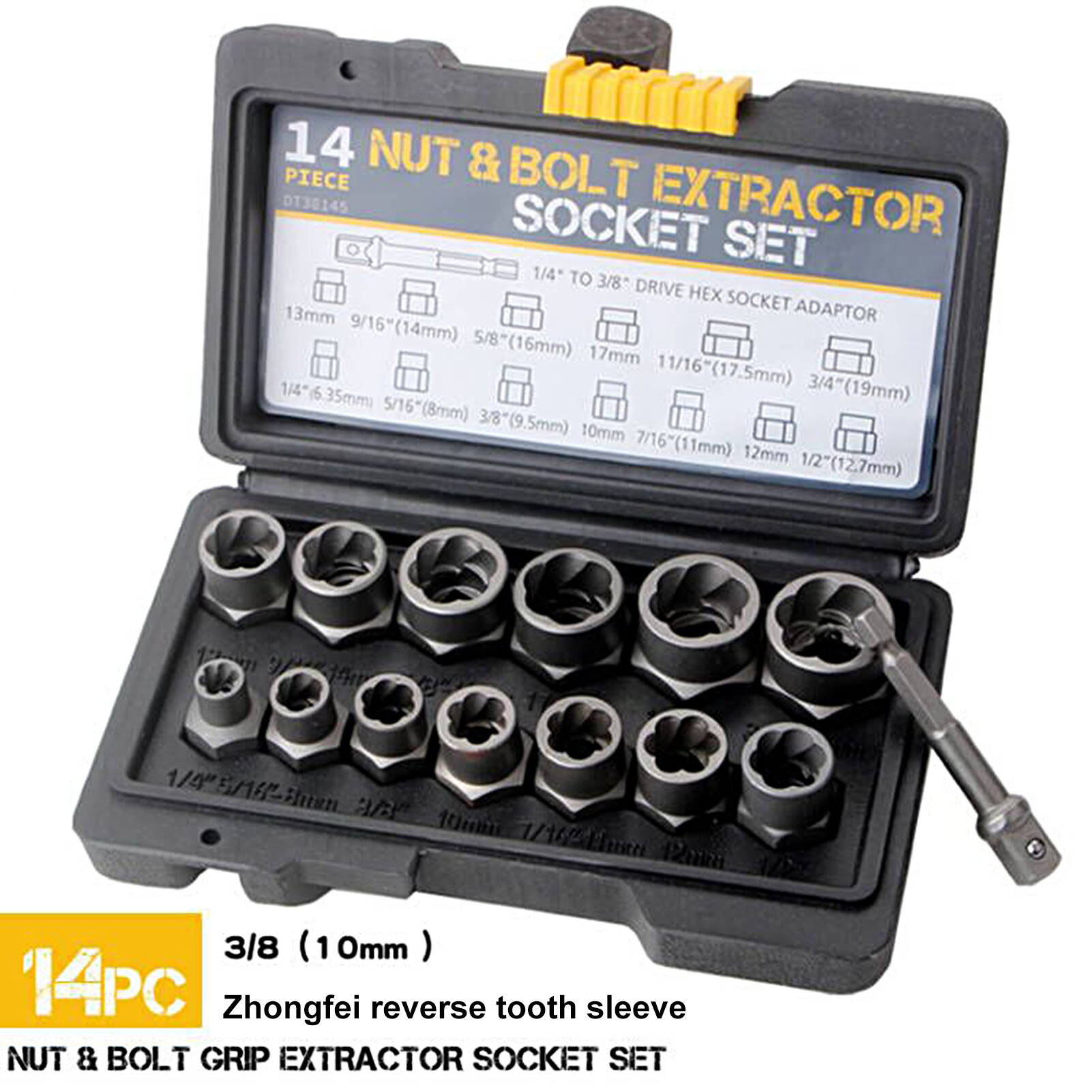14Pcs Nut Removal Tools High Hardness Damaged Bolt Nut Screw Extractor Kit for Workshop Nut Extractors Wear-resistant