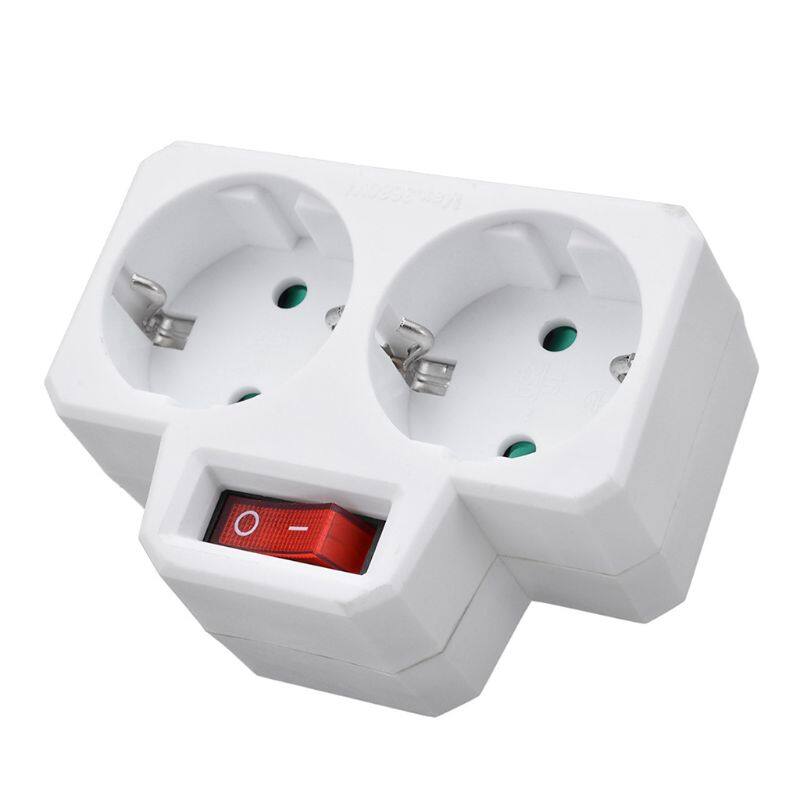 EU Standard Multiple Plug 250V 16A Double Socket Conversion Socket with Outlet Switch Plug Power Adapter Socket