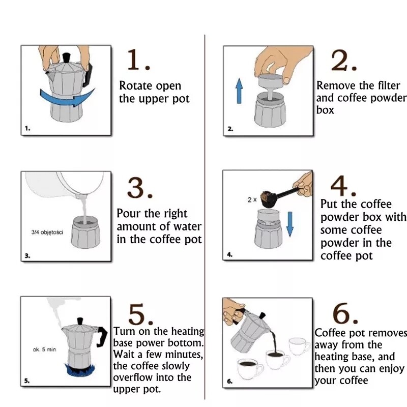 Máy Pha Cà Phê Mocha Espresso Ý 480W 220V Bình Pha Cà Phê Mocha Điện Máy Pha Cà Phê Điện Cầm Tay Phích Cắm EU