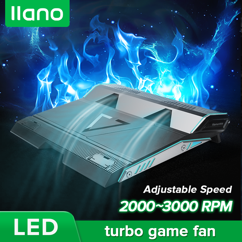 Llano Máy Tính Tản Nhiệt Màu Đen Với Đèn LED Máy Tính Xách Tay Turbofan Đế Làm Mát Cho Máy Tính Xách Tay Trên 15.6 Inch