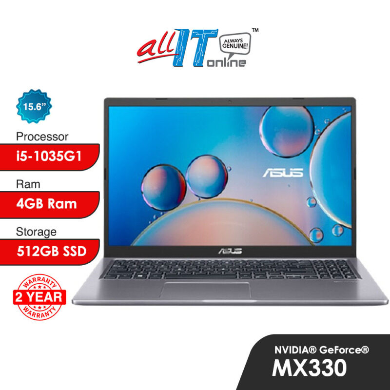 Asus A516J-PBQ103TS 15.6 FHD Laptop Grey (I5-1035G1, 4GB, 512GB SSD, MX330,W10H, H&S) Malaysia