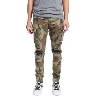 camo moto jeans