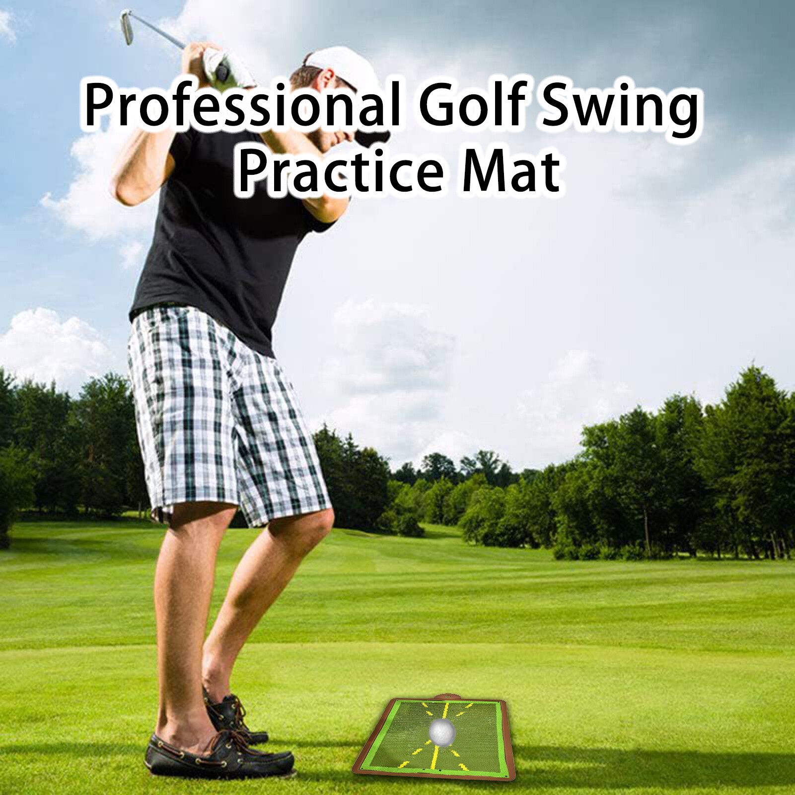 Golf Swing Training Mat Strong Grip Anti-slip Golf Practice Plastic Hitting Trajectory Check Directional Mat Golf Accessories Convenient Golf Swing