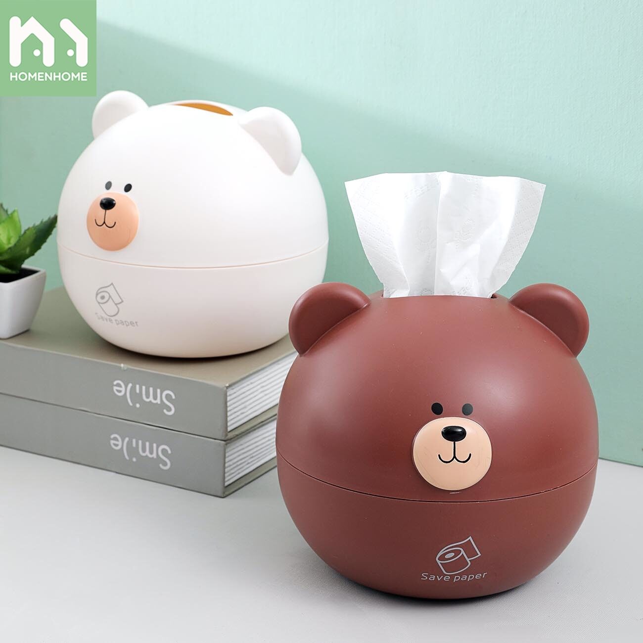 Homenhome Cartoon Bear Tissue Box Home Napkin Box Cute Bedroom Drawer