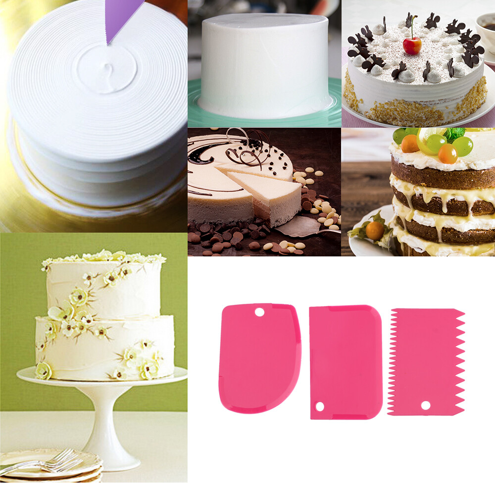 [YESPERY] 3 Cái/bộ Pastry Scraper Công Cụ Kit Dụng Cụ Nạo Bánh Bộ Dụng Cụ Cắt Nấu Ăn Trang Trí Cạnh Lược & Kem Mịn Hơn Dụng Cụ Làm Mềm Bột Bánh Mì