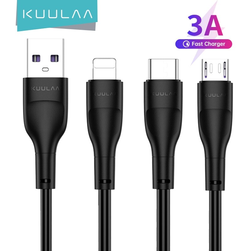 [ELEGANT] KUULAA Type USB C Cable For iPhone Charging Micro USB Fast Charging Cable Wire For iPhone 12 X Xiaomi Samsung Huawei Data Cord