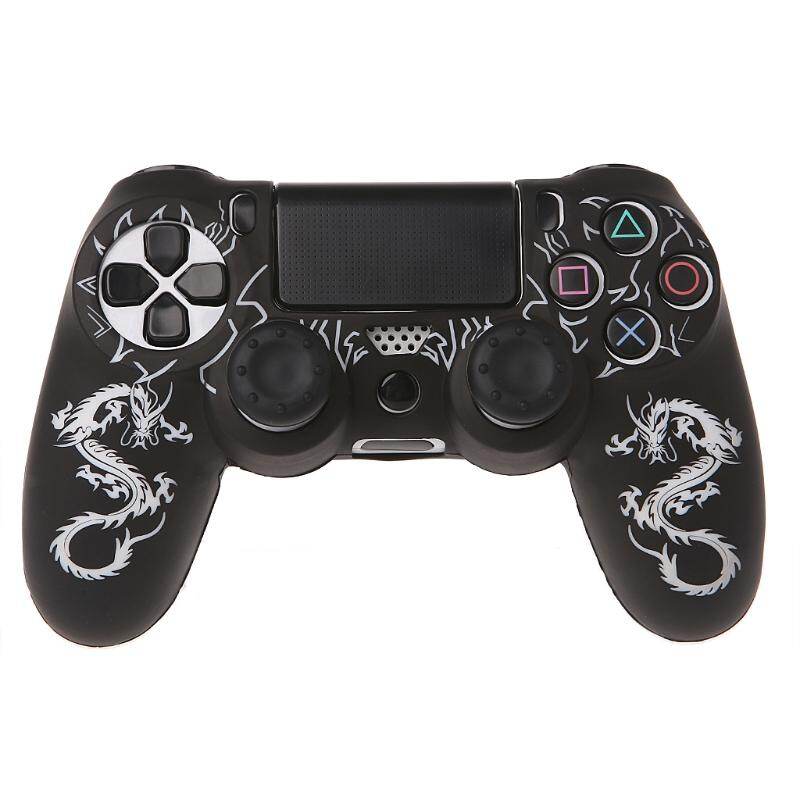 Vỏ Bọc Tay Cầm Chơi Game Silicon Hình Rồng Trung Quốc + 2 Nút Điều Khiển Cho Bộ Điều Khiển PS4