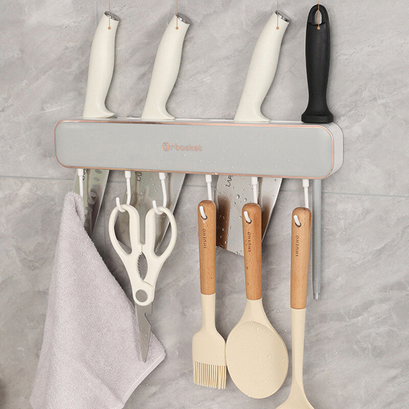 Kitchen knife holder Wall mounted kitchen shelf Non-punching strong adhesive hook Multi-function knife holder storage rack