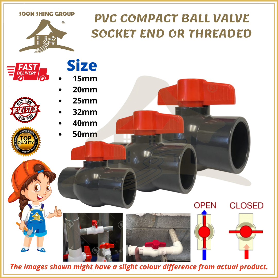 Pvc Compact Ball Valve Socket End Or Threaded Lazada