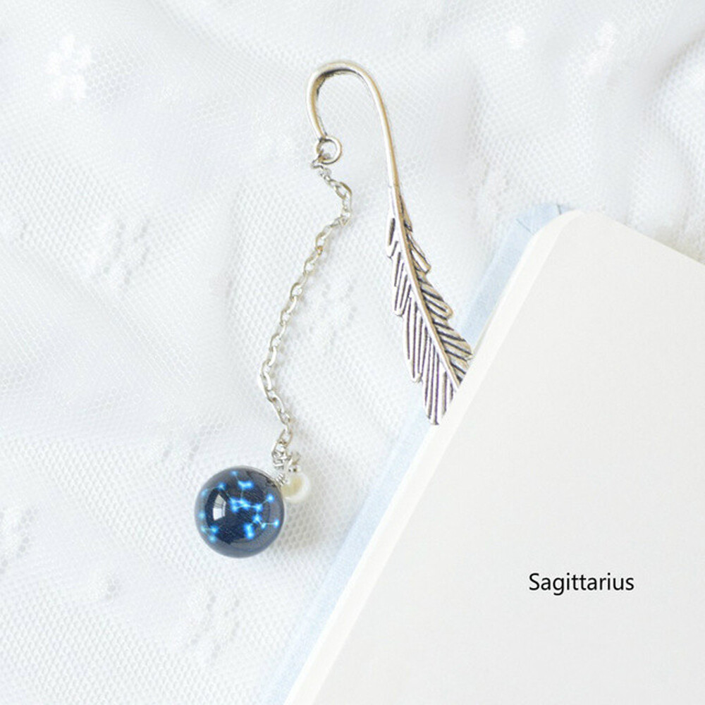 MMLUCK Teacher Gift School Supply Reading Metal Book mark Student Feather Bookmark 12 Constellation Bookmark Pendant Noctilucent Bookmark Bookmark