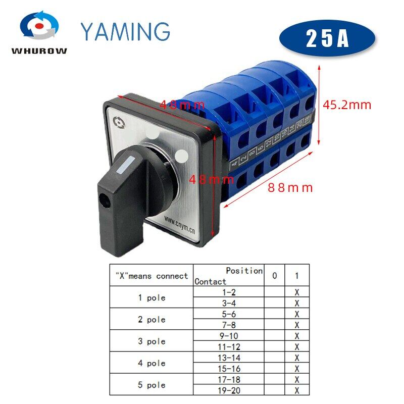 Baomain 660V 40A 4P 3Ph 12T Rotary Cam Switch For Changeover Control Rotary Cam Switch