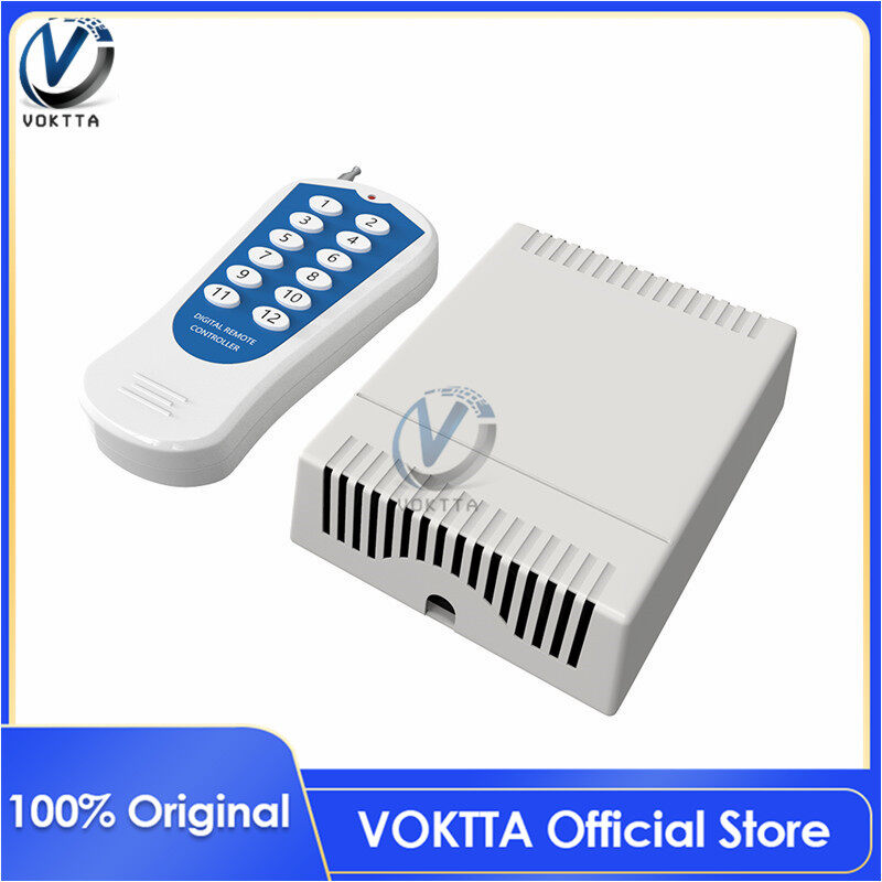 Voktta 1 bộ máy phát công tắc điều khiển từ xa rf dc 12v 12 kênh 315mhz chính hãng + bộ thu kỹ thuật số điều khiển từ xa, mô-đun rơle không dây