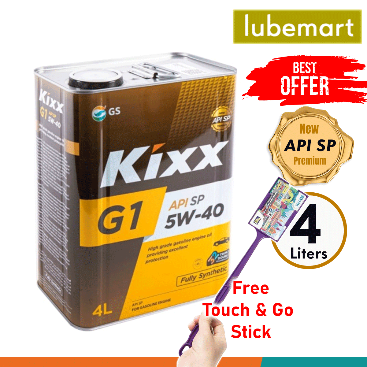 KIXX 5W40 API SP Fully Synthetic Engine Oil (4 Liters) - KIXX G1 5W40 .