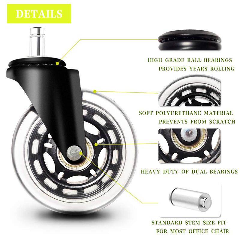 (Set of 5)Premium Office Chair Caster Wheel Universal Standard Size 11x22mm Silent Castor Wheels for IKEA 10x22mm Replacement Floor Protecting Smooth Rolling Heavy Duty Load Desk Wheels