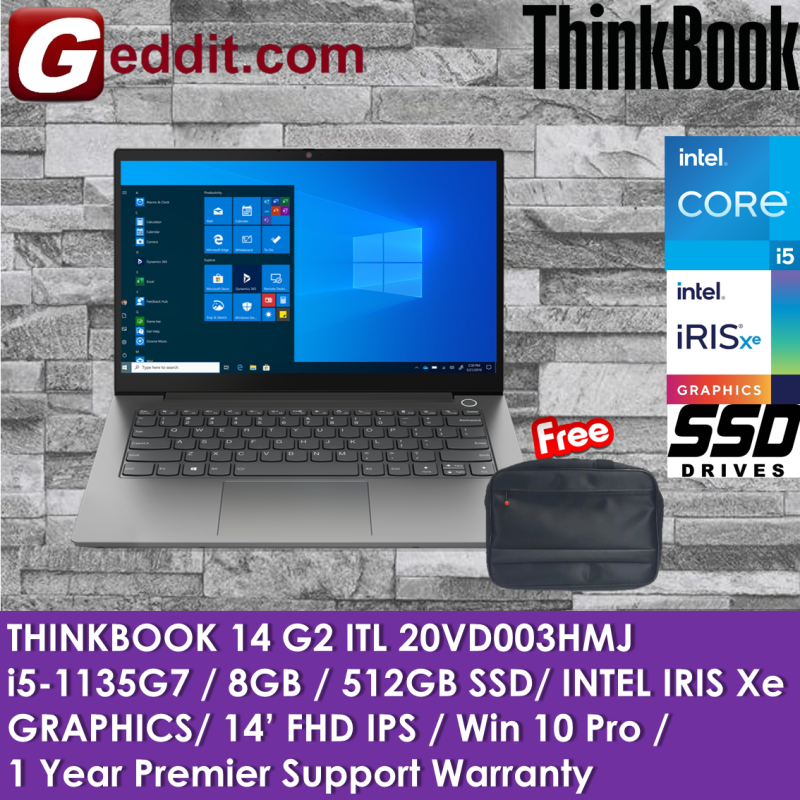 LENOVO THINKBOOK 14 ITL 20VD003HMJ LAPTOP (I5-1135G7,8GB,512GB SSD,14 FHD,IRIS XE GRAPHICS,WIN10) FREE CARRYCASE Malaysia