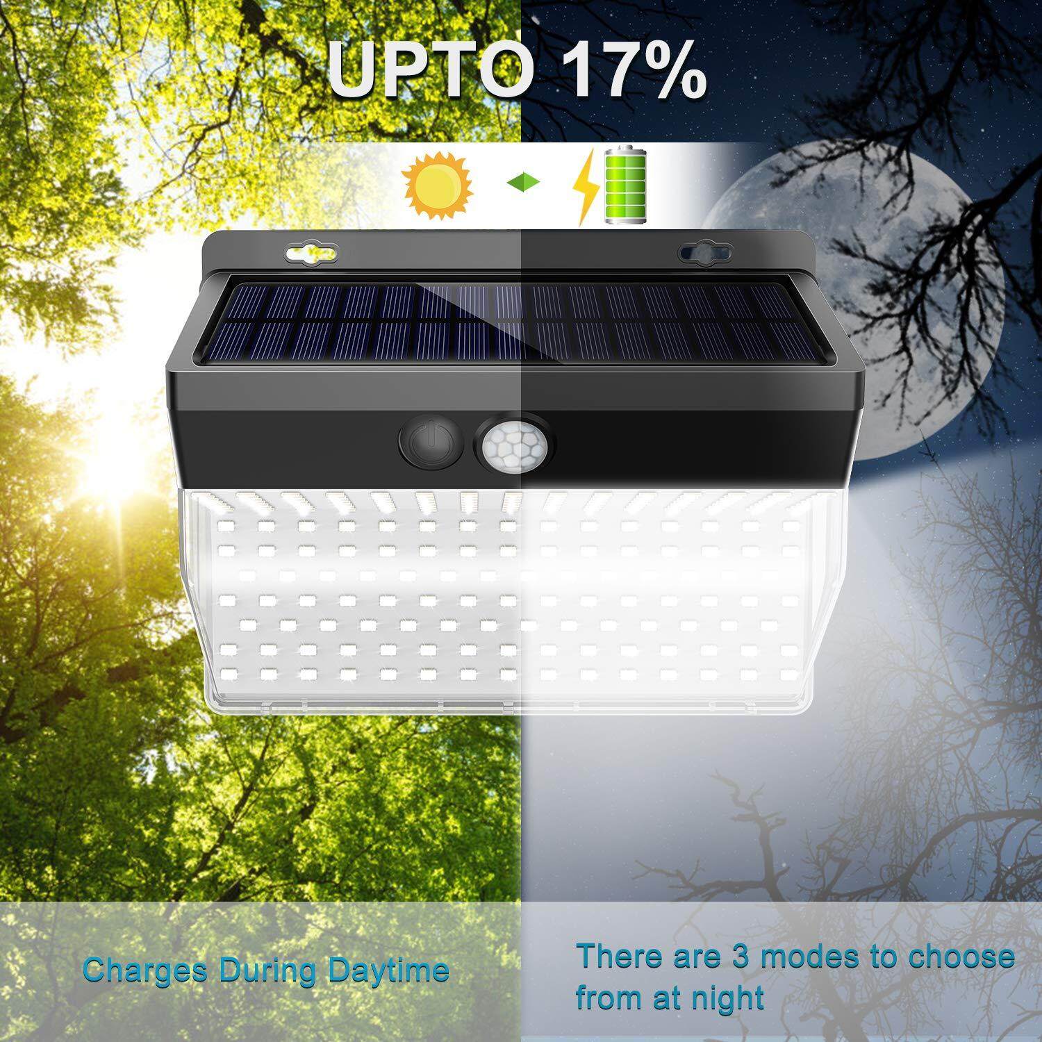 206LED Solar Motion Sensor Wall Light Outdoor Waterproof Garden Street Lamp