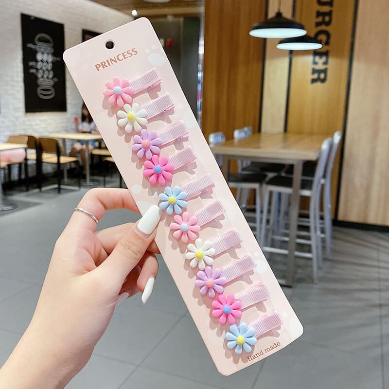 10Pcs/Set Girls Cute Cartoon Flower Unicorn Hair Clips Kids Lovely Animal Hairpins Headband Barrettes Baby Hair Accessories Gift
