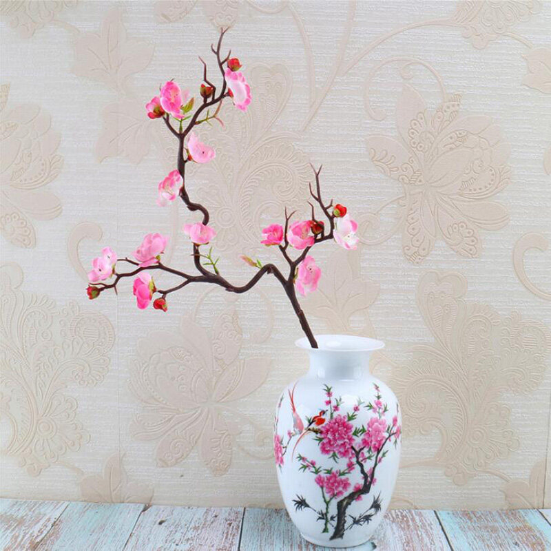HONG Hot Sale Artificial Plum Cherry Blossoms Fake Silk Flowers Wedding