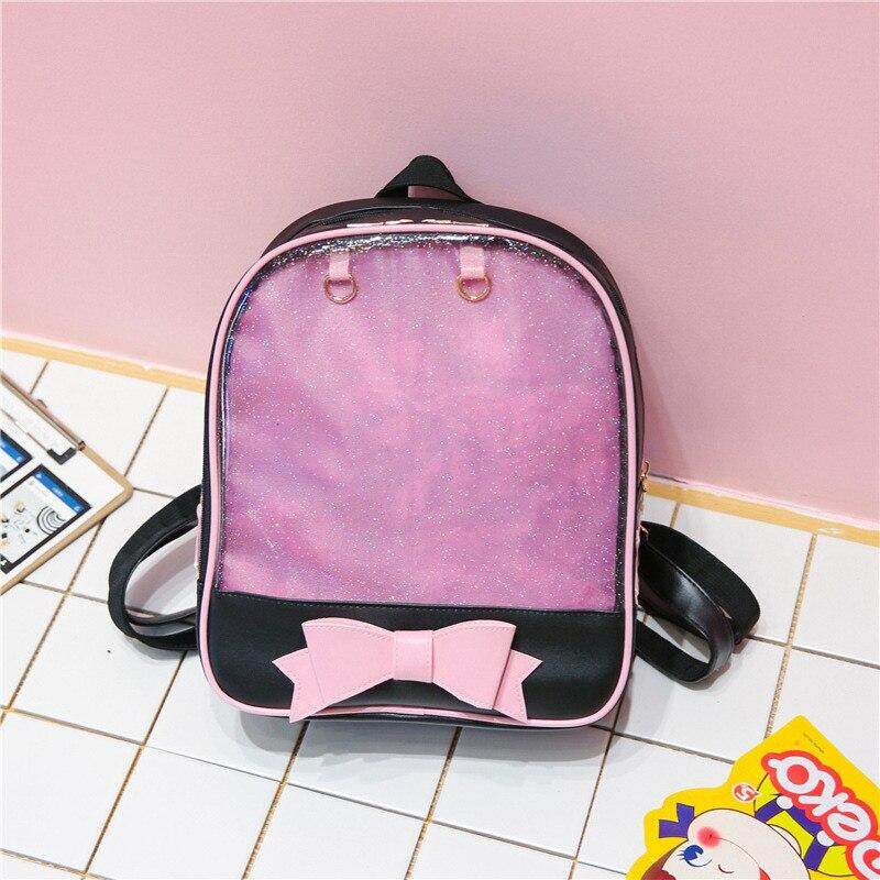 Clear Transparent Women Backpack Cute Bags Mini Pink Black Schoolbags Girls Fashion Bookbag 