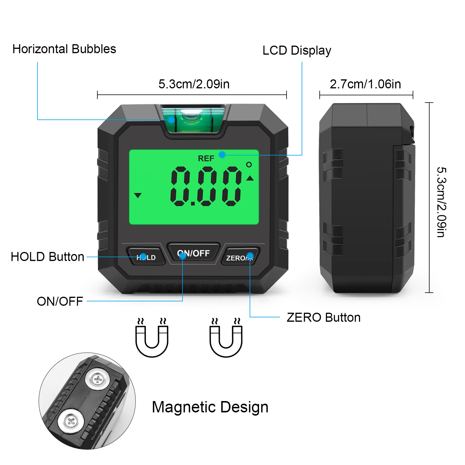 Digital Electronic Level and Angle Gauge, Angle Finder with Magnetic Base, Digital Inclinometer Angle Measuring Tool for Woodworking, Construction and Machinery