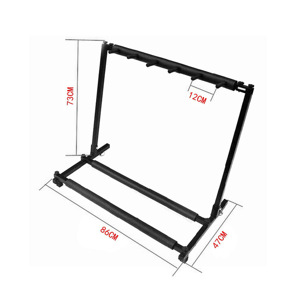 Multi Guitar Stand 5 Holder Foldable Universal Display Rack Portable Black for Classical Acoustic, Electric, Bass Guitar