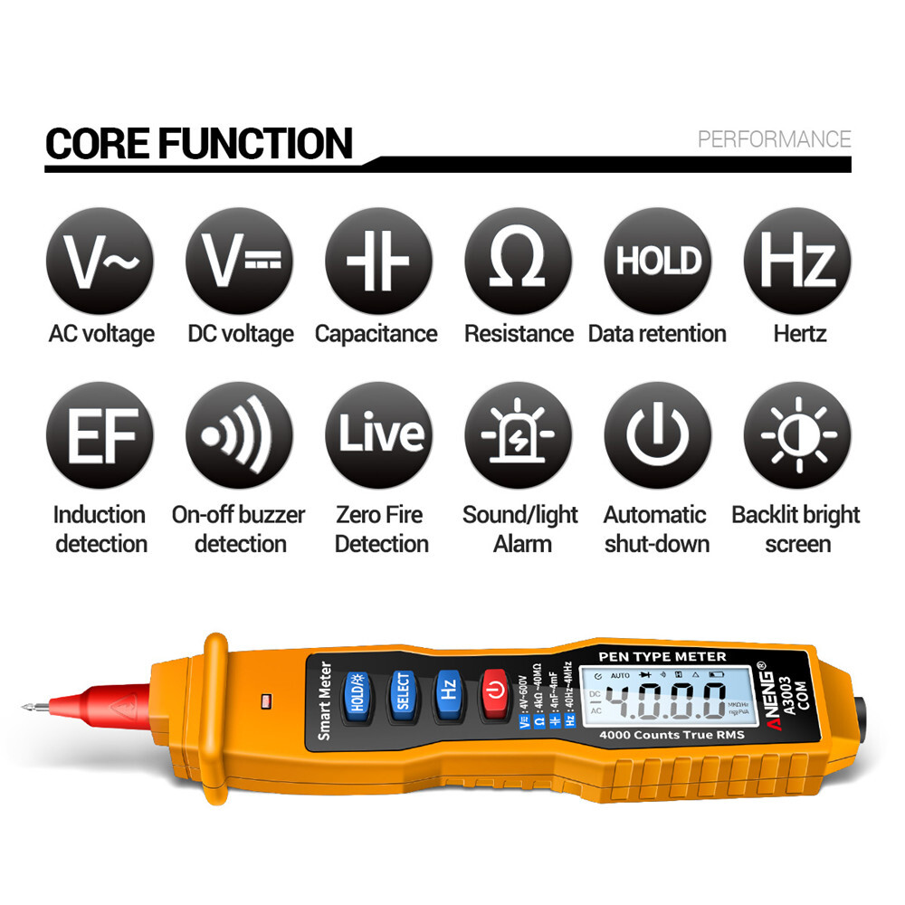 【Ready Stock】Original Aideepen A3003 Pen Type Multimeter High Precision Universal Watch with Automatic Shutdown and Flashlight Function