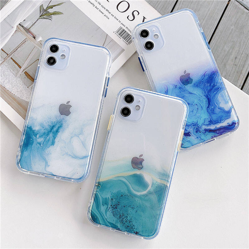 Luxury Marble Color gradient Phone Case For iPhone 11 12 Pro Max Full Camera Protective Case For iPhone XS Max XR X 7 8 Plus SE 2 2020 Back Cover Casing